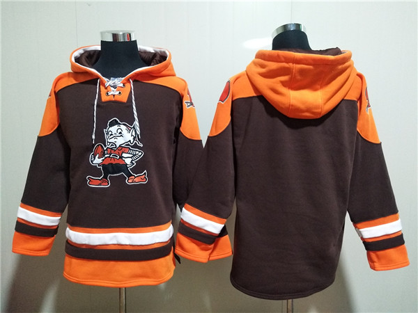 Men's Cleveland Browns Blank Brown Lace-Up Pullover Hoodie